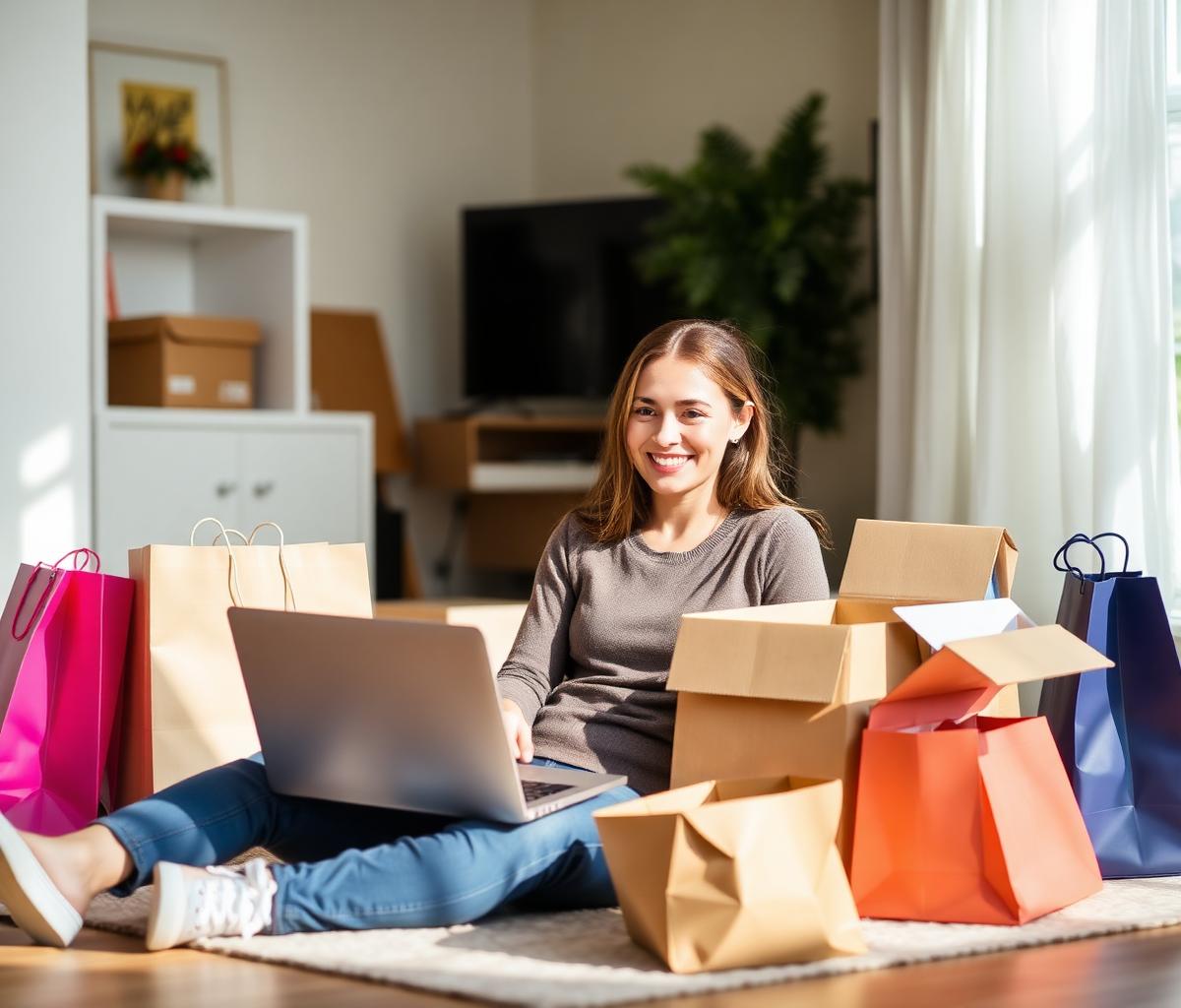 Happy customer unboxing Trenndi orders at home